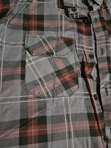 Men's Grey Plaid Button-Up Shirt