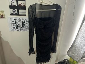 Sparkly Black Long Sleeve Dress
