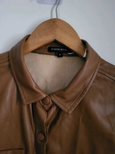 Chic Brown Faux Leather Jacket