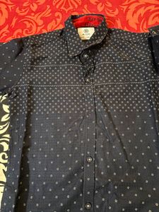 Boy's Navy Blue Printed Shirt