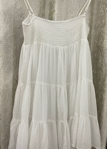 Zara White Tiered Smocked Dress