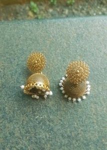 Golden Jhumka Earrings