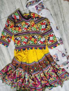 Yellow And Blue Navratri Lehenga Choli