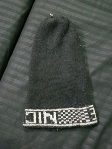 Black Knit Beanie with Pattern
