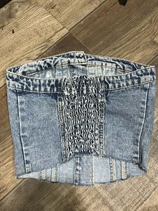 Blue Denim Tube Top - Trendy Style