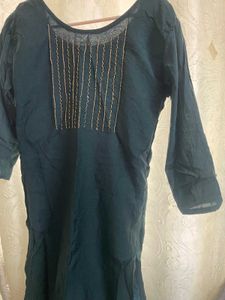 Elegant Dark Green Kurta with Embroidery