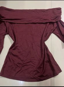 Maroon Off-Shoulder Top