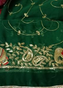 Green Silk Lehenga with Elephant Embroidery