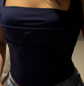 Stylish Blue Square Neck Tank Top