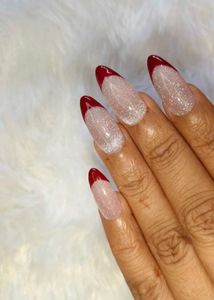Red French cat eyes Nails