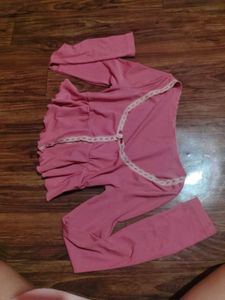 Pink Gathered Peplum Crop Top