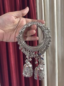 Oxidised Silver Bangles with Jhumka