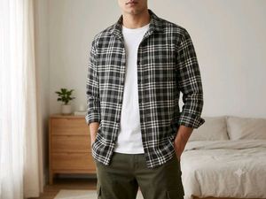 Stylish Plaid Shirt Duo: Blue Short Sleeve & Black