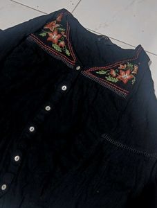 Embroidered Black Top /Tunic