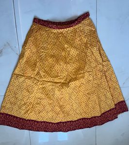 Vibrant Yellow Red Ethnic Skirt with Dupatta