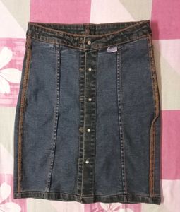 Denim Button-Front Mini Skirt
