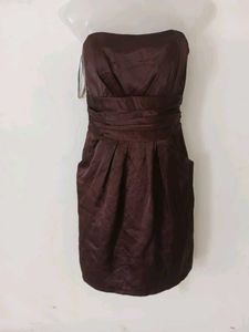 Elegant Strapless Brown Dress