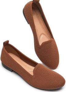 Comfortable Brown Knit Flats