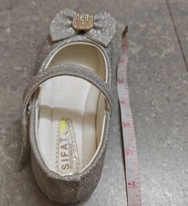 Sparkly Silver Mary Jane Shoes with Bow