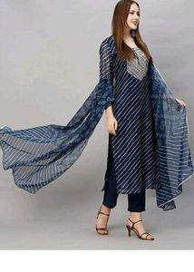 Navy Blue Kurta Set with Dupatta