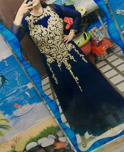 Elegant Navy Blue Embellished Gown