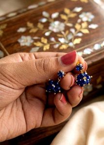 Boho Blue Beaded Flower Earrings✨😍💙