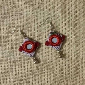 Handmade Fabric Earrings with Mirror