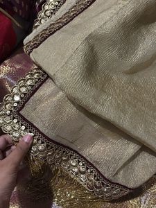 Elegant Golden saree with Embellished Border