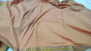 Elegant beige golden silk saree