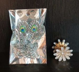 Peacock Jhumka Earrings & Flower Hair Clip