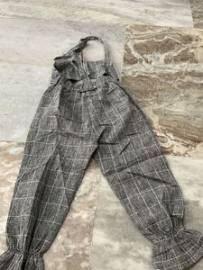 Grey Checked Jumpsuit