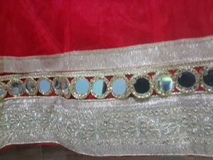 Red Ethnic Skirt With Golden Border
