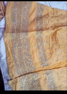 Elegant Yellow Embroidered Gaown Set with koti