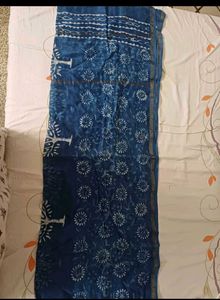 Blue Printed Cotton Salwar Suit