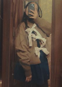 Stylish Brown sweater with Bow Details