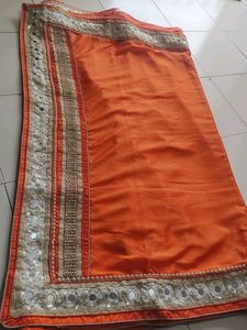 Orange Heavy Work Saree Make N Offer For This Buetiful Saree