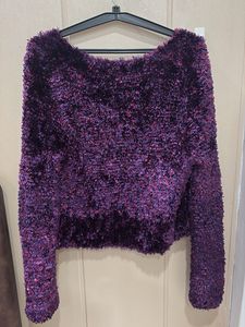 Purple Fuzzy Knit Sweater