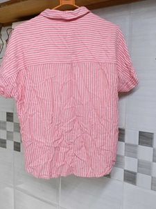 Striped Pink Button-Up Shirt
