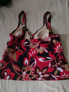 Black Floral Tankini Top