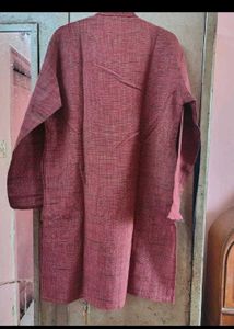 Men's Red Textured Kurta
