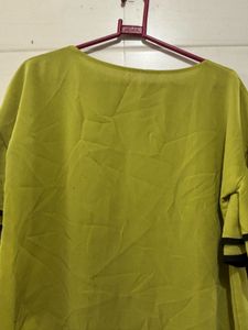 Chic Ruffled Sleeve Lime Green Top