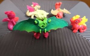set of 5 kinder Joy dragon toy figures