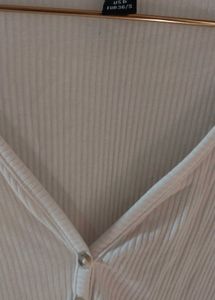 Ribbed V-Neck Long Sleeve Top size s