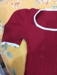 Ribbed Puff Sleeve Square Neck Top