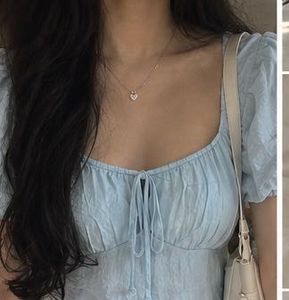 Light Blue Puff Sleeve Mini Dress