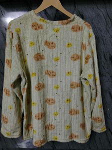 Cozy Cartoon Print Pajama Top