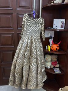 Elegant Gold Embroidered Anarkali