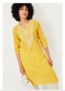 Embroidered Yellow Kurta
