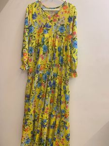 Floral Tiered Yellow Dress