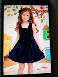Adorable Blue Velvet Party Dress